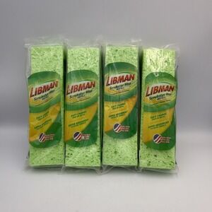 Libman Scrubster Mop Refills Lot of 4 Easy Change Snap-on Refill Sponge #03105